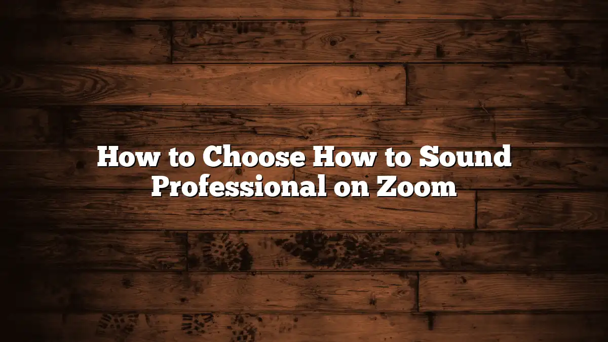 How to Choose How to Sound Professional on Zoom