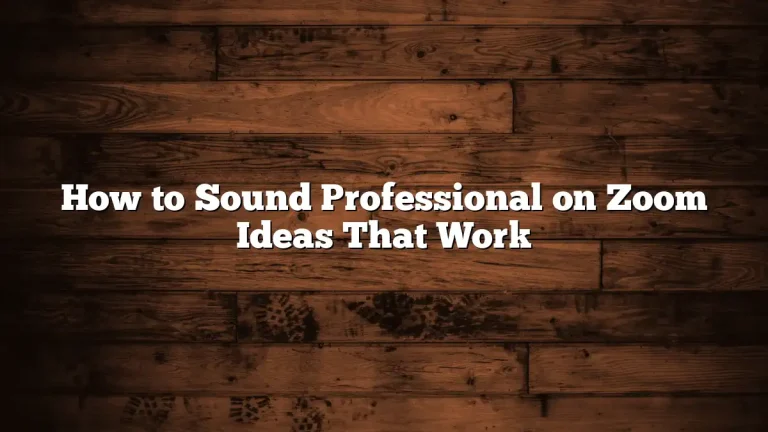 How to Sound Professional on Zoom Ideas That Work