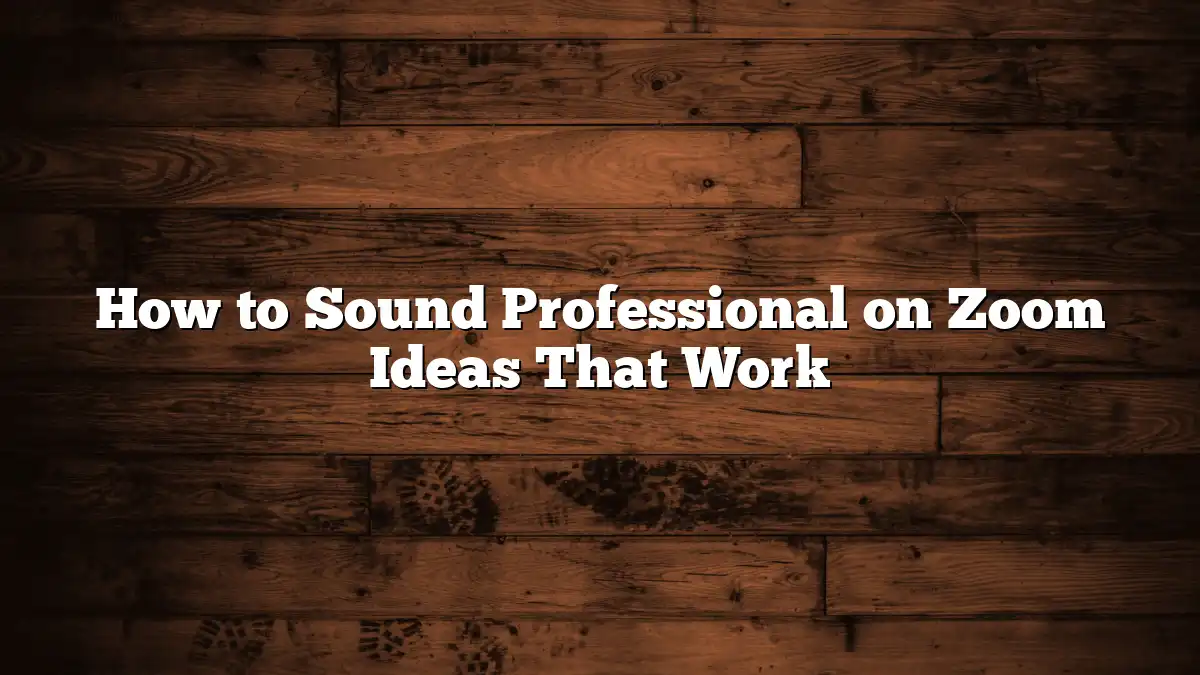 How to Sound Professional on Zoom Ideas That Work