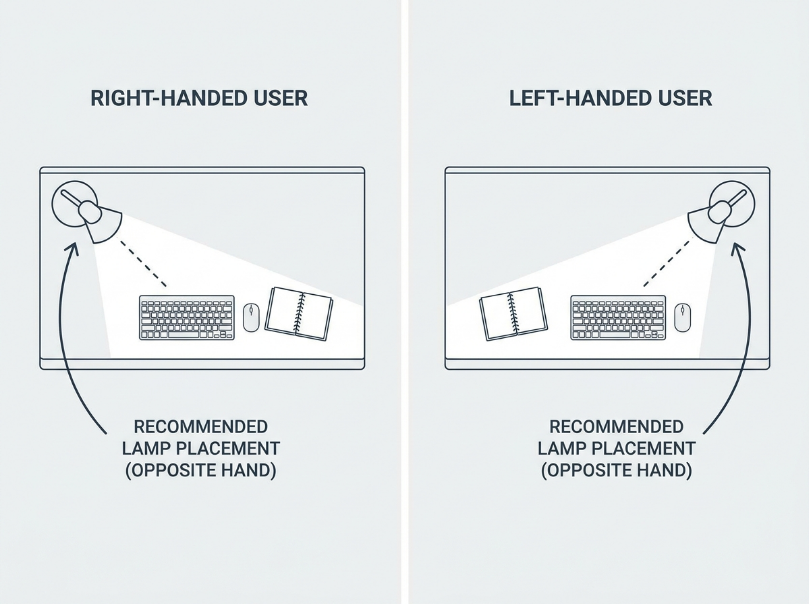 Position your room light, desk lamp, monitor light, and accent lighting to create balanced illumination without unnecessary screen glare.